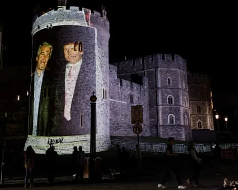 Four Individuals Apprehended After Pictures of Trump and Jeffrey Epstein Shown on Royal Windsor Castle